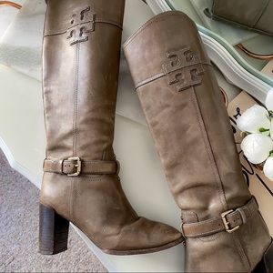 Tory Burch Blaire Riding Tall Logo Boots 8.5